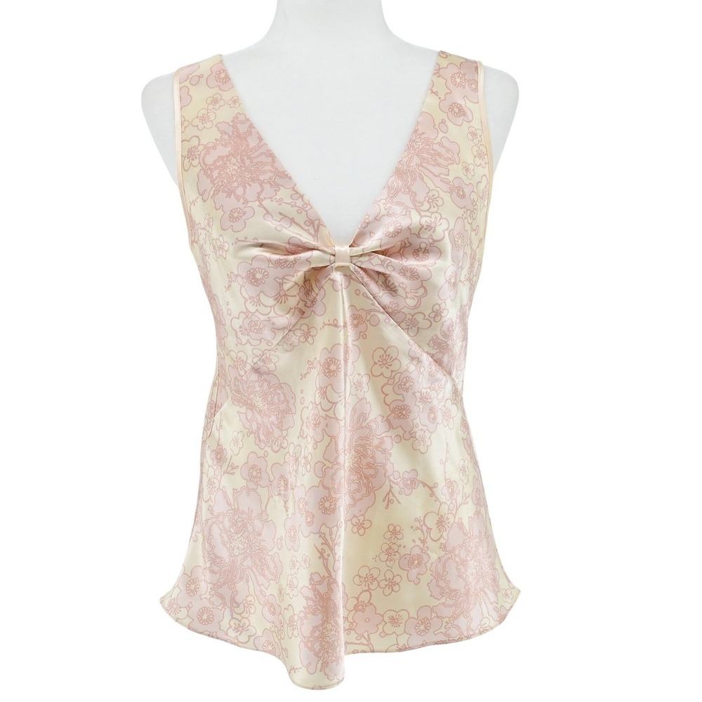 VTG Y2K Jones New York Pink Floral Jacquard Camisole Luxe Coquette Fairy Top M